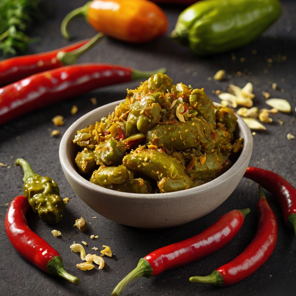 Green Chilli pickle (Mirchi ka aachar